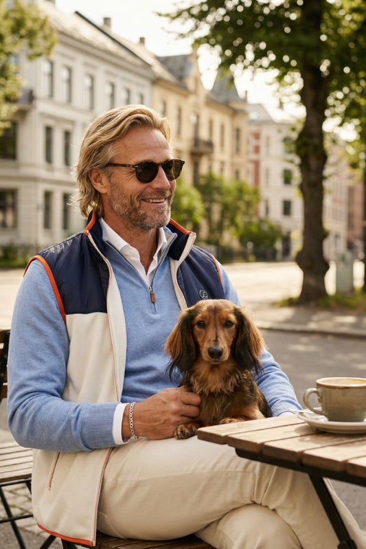 Bomull Merino Lys Blå Zip