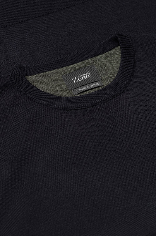 Merino Genser Navy Rund