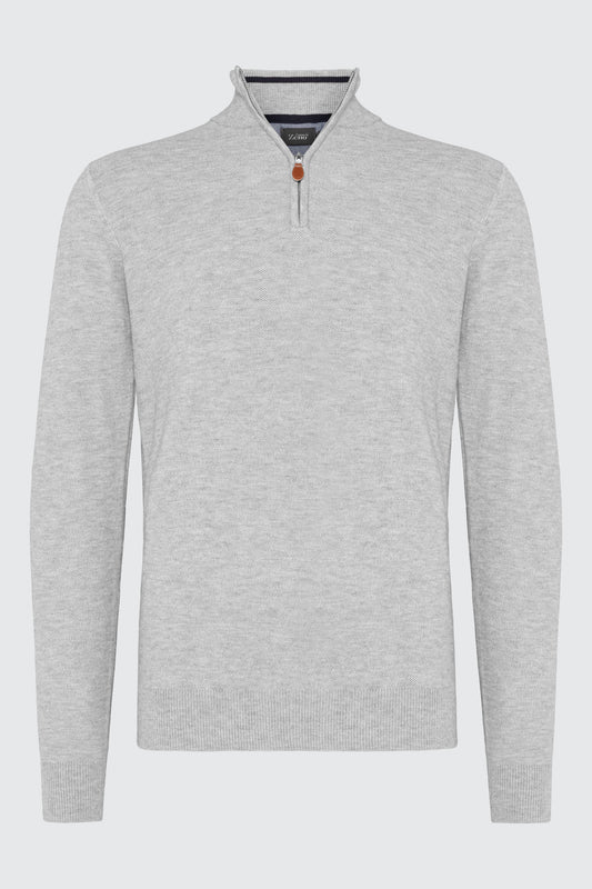 Soft Cotton Grey Genser Zip