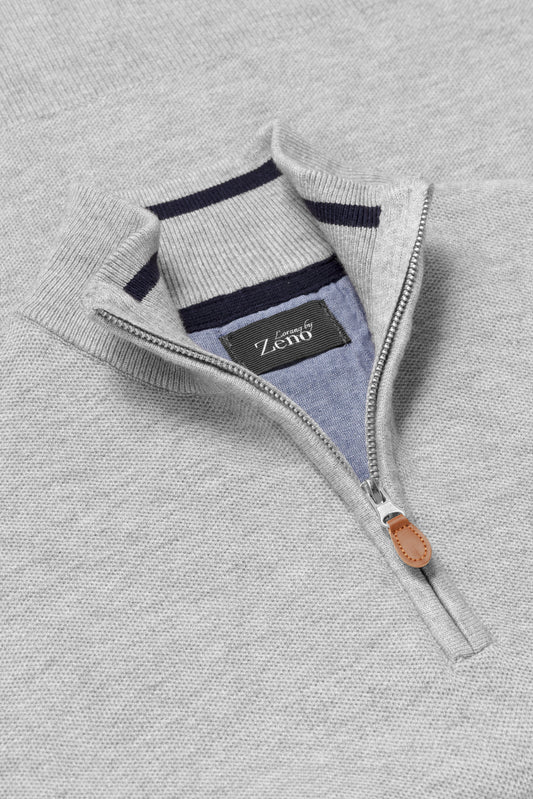 Soft Cotton Grey Genser Zip