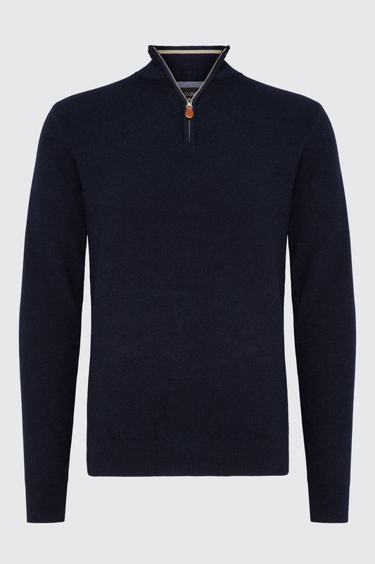 Soft Cotton Navy Genser Zip