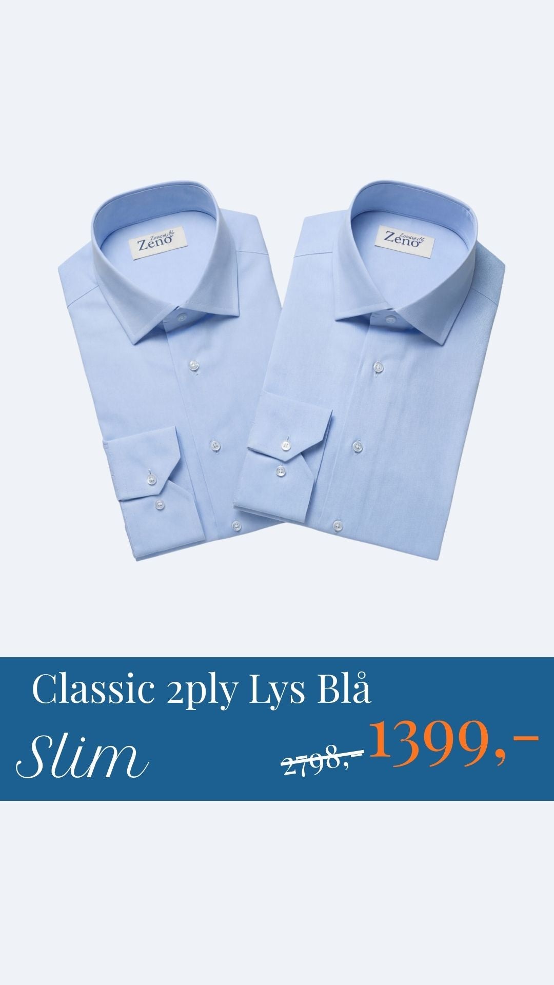 2pk Classic 2ply Lys Blå Slim