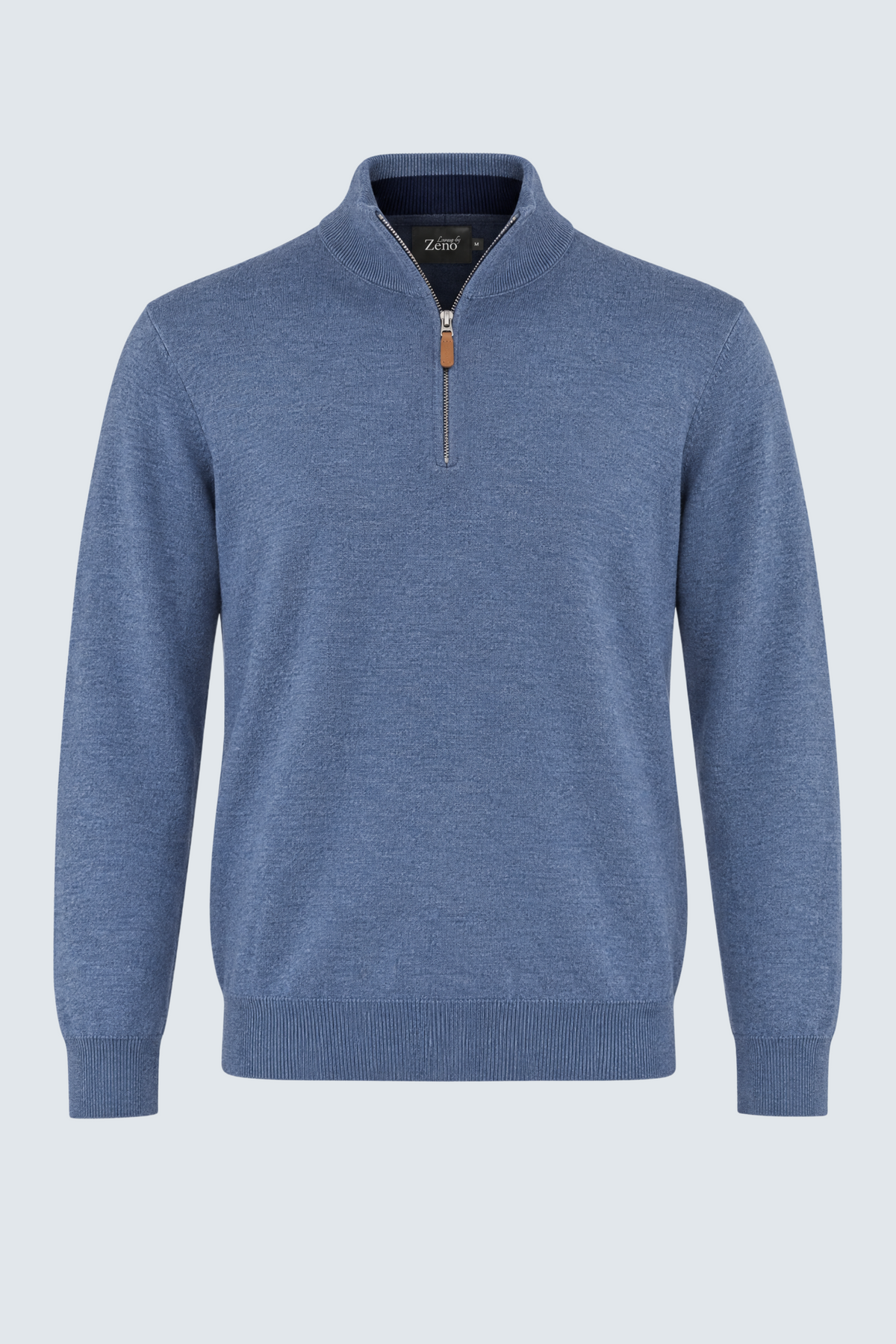 Merino Denimblå Zip Genser