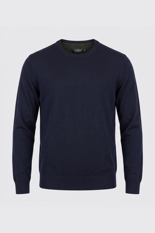 Merino Navy Rund Hals Genser