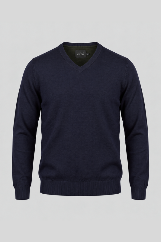 Merino Navy V-hals Genser