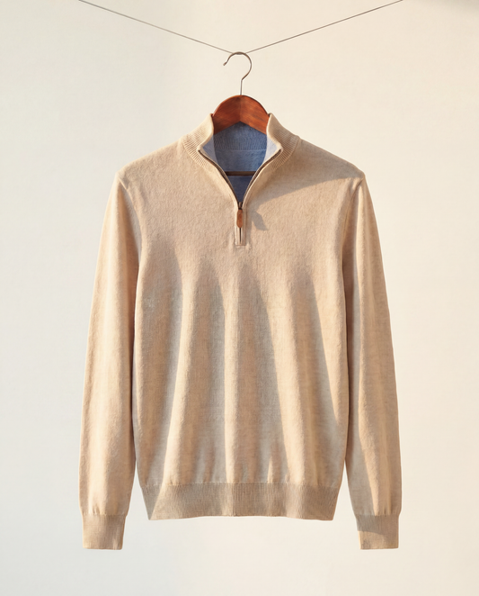 Sommer Genser Sand Zip