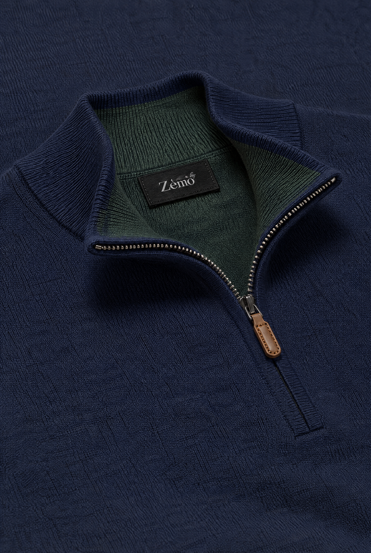 Merino Navy Zip Genser