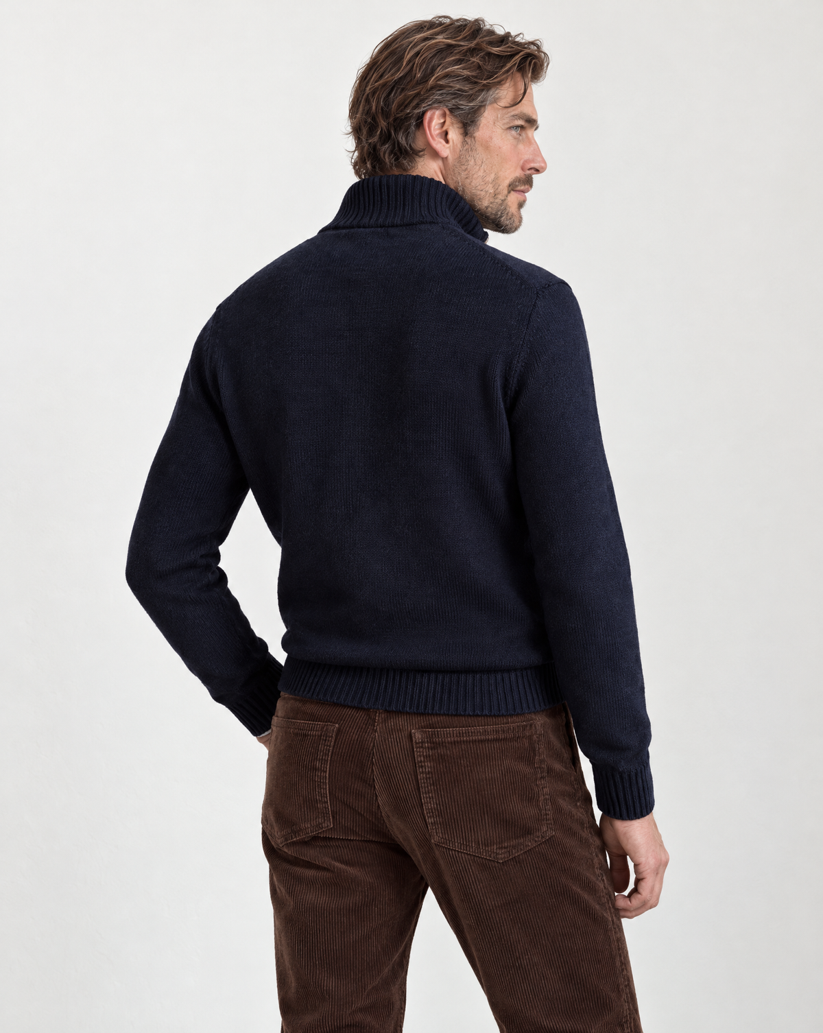Merino Navy Zip Genser