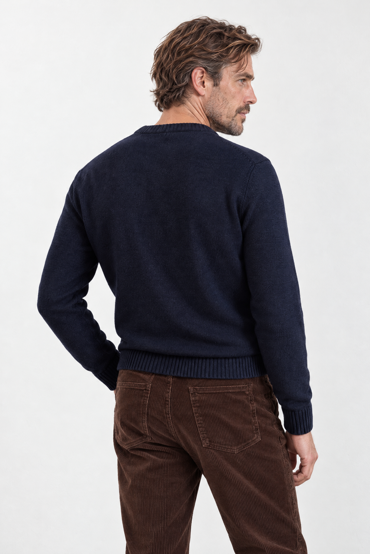 Merino Navy V-hals Genser