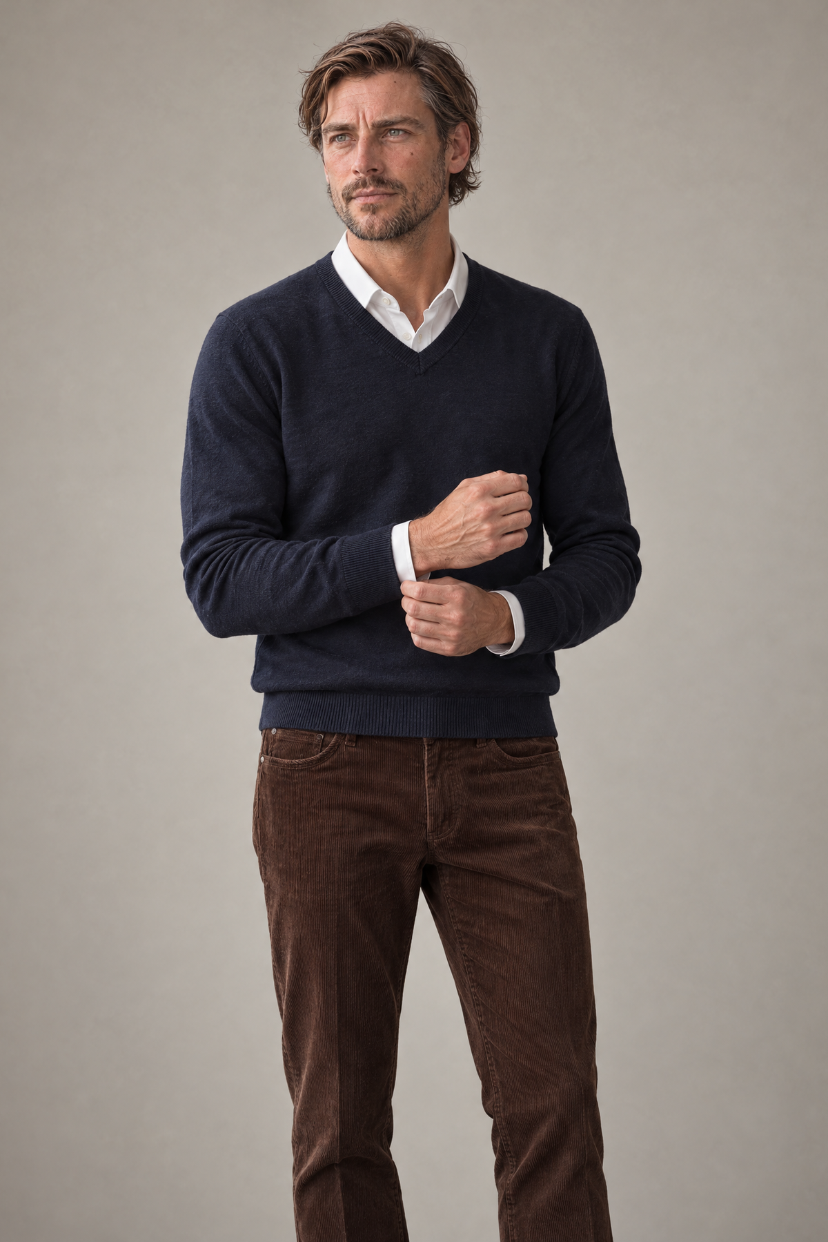 Merino Navy V-hals Genser
