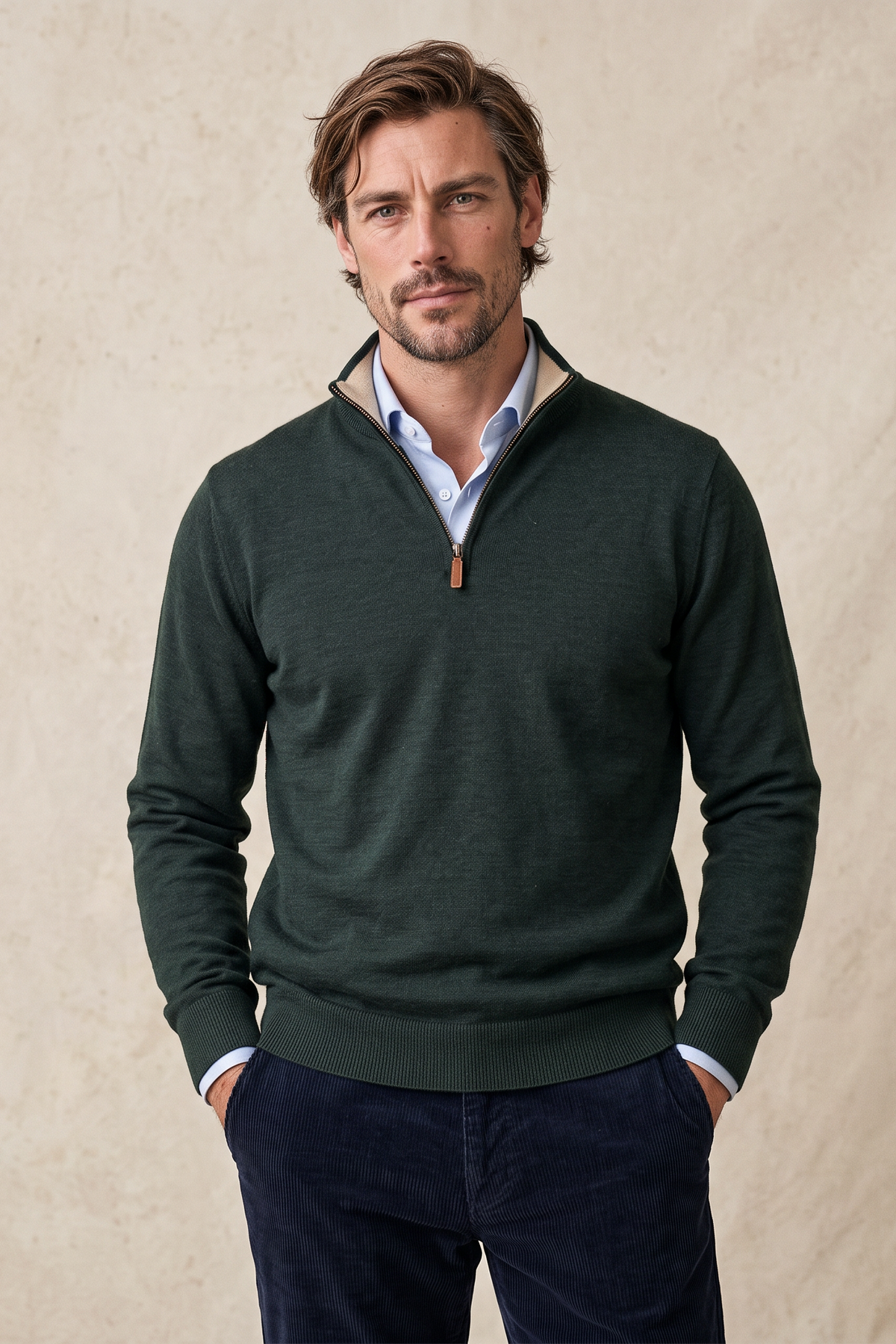 Merino Forest Zip Genser