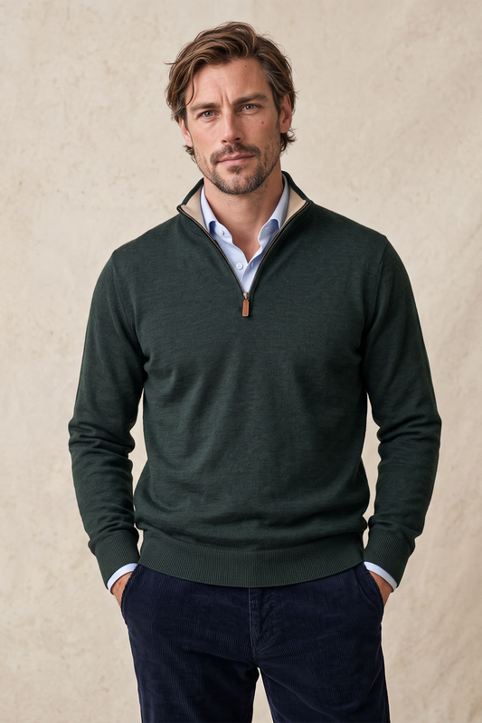 Merino Forest Zip Genser