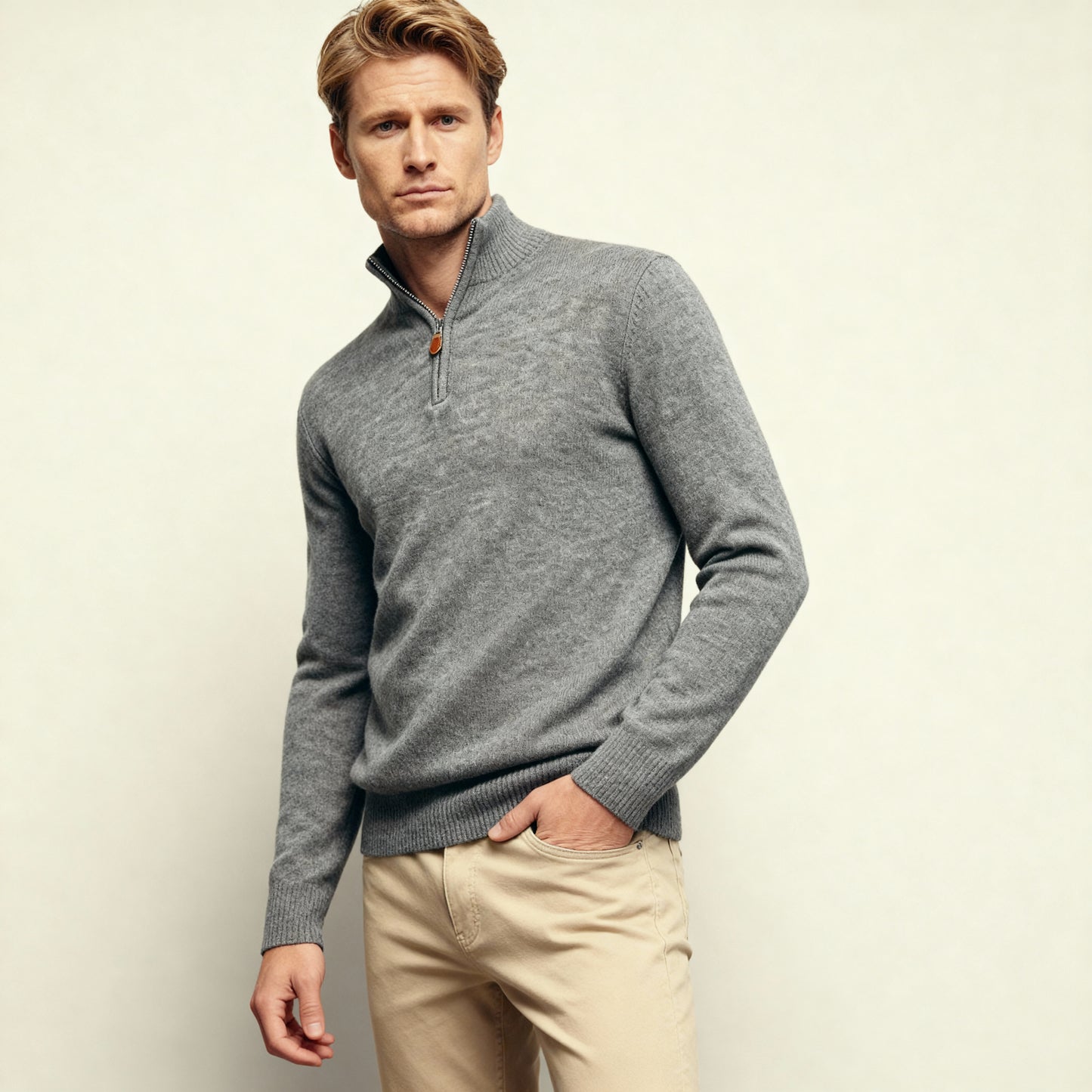 Kasjmir Genser Grey Zip