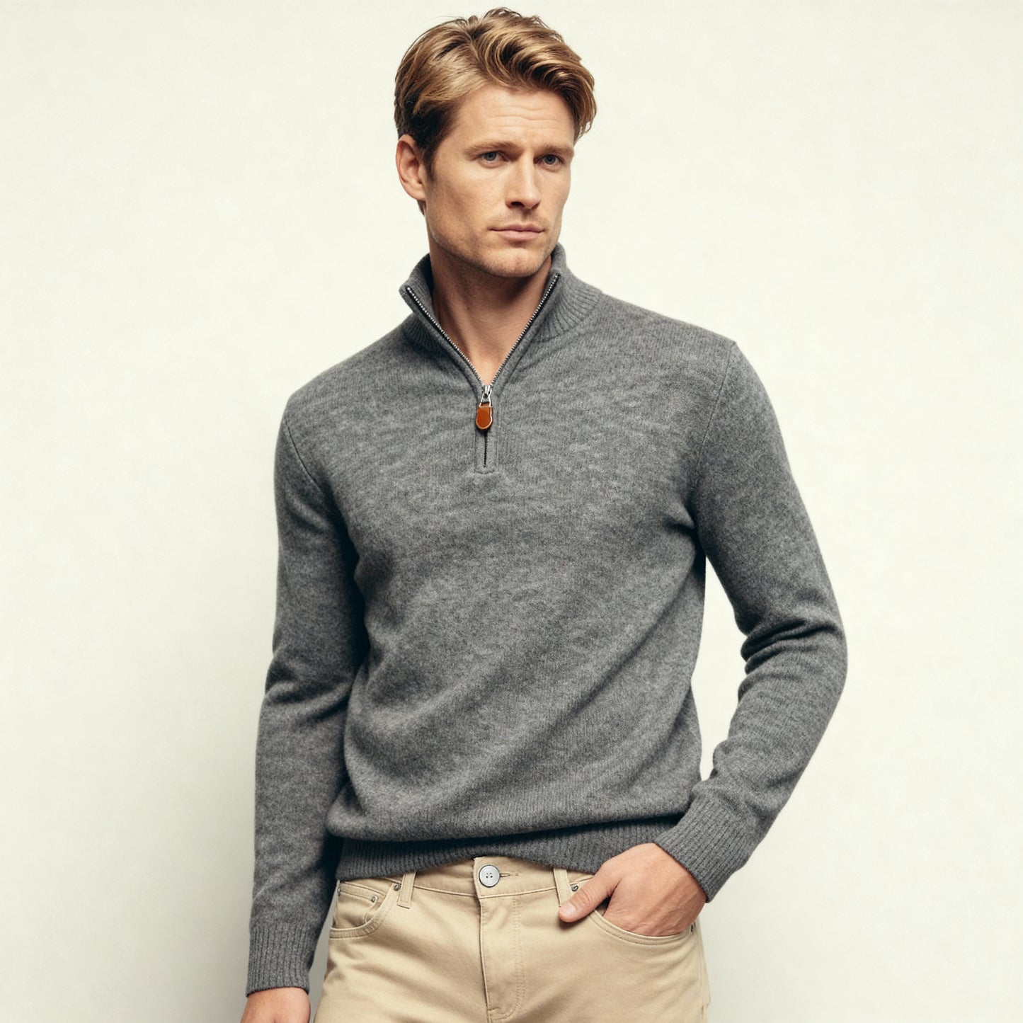 Kasjmir Genser Koksgrå Zip