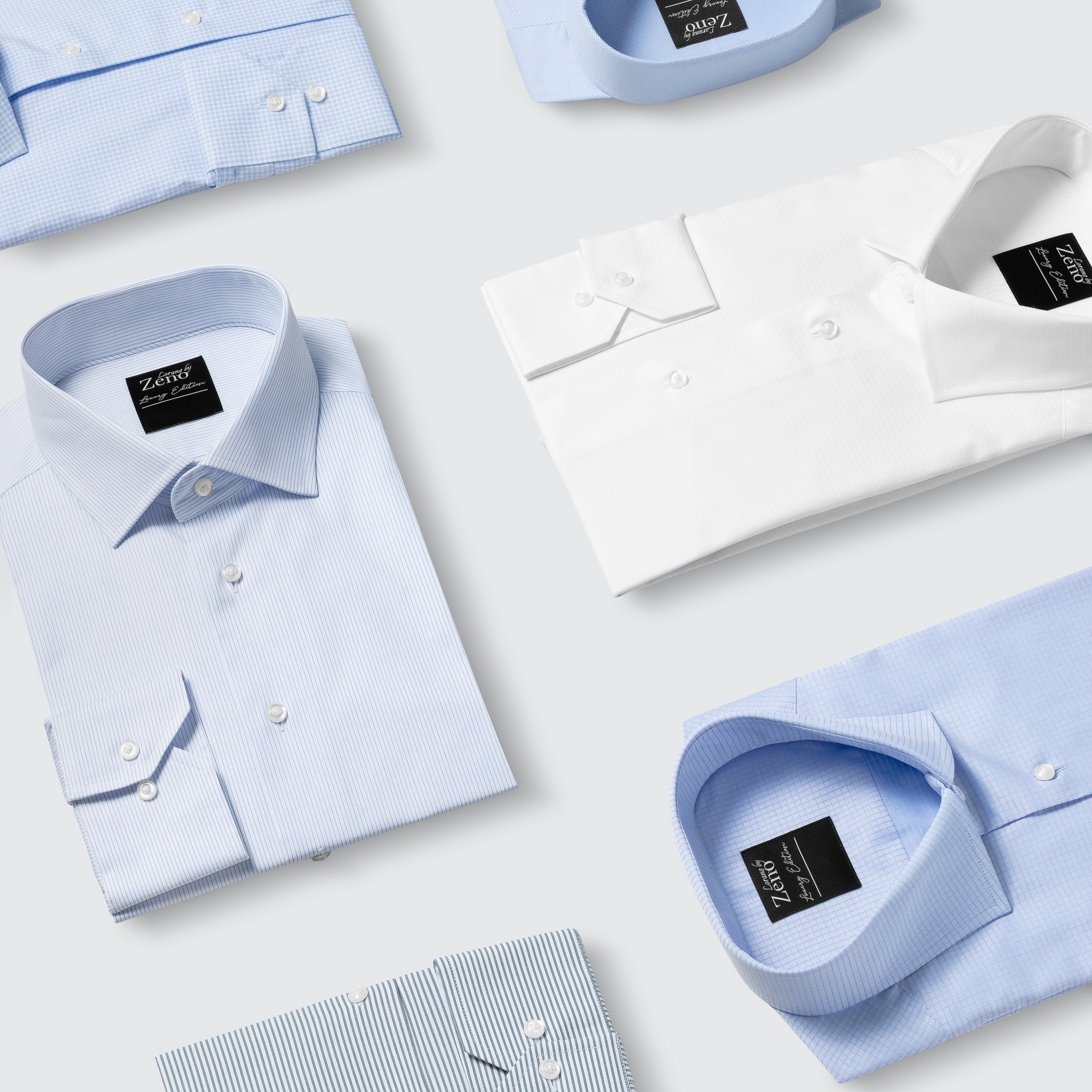 Brettede skjorter lagt delikat på en hvit plate