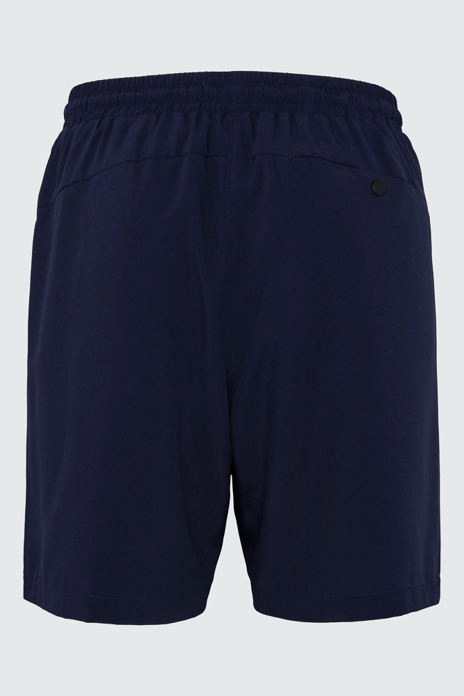 Detalj av Santorini navy badebukse, elastisk midje og snøring, 100% polyester hurtigtørkende