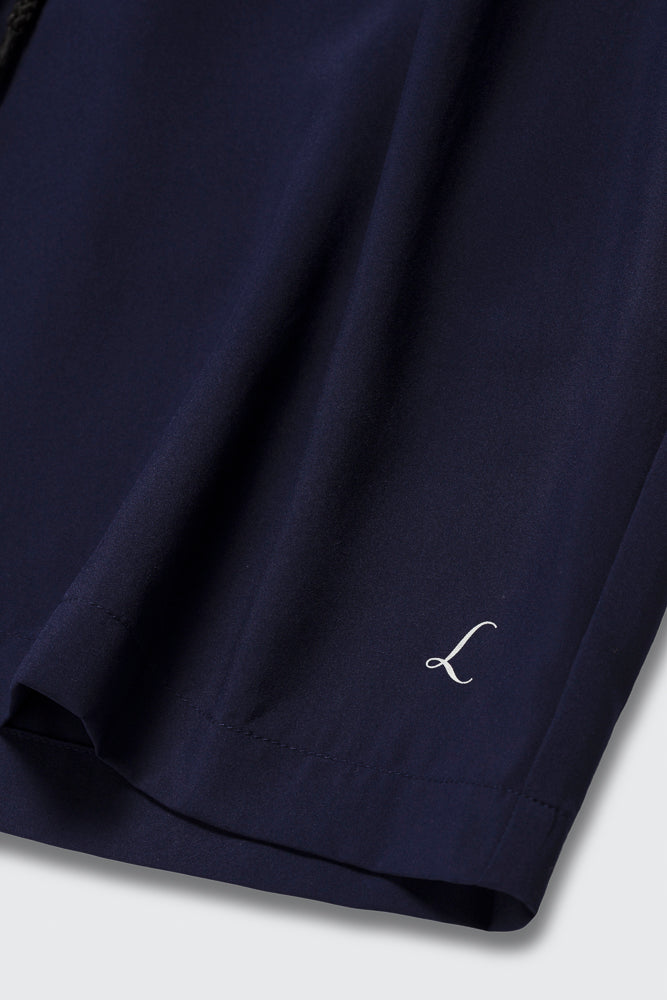 Brand detalj Santorini navy badebukse i hurtigtørkende polyester, Zeno