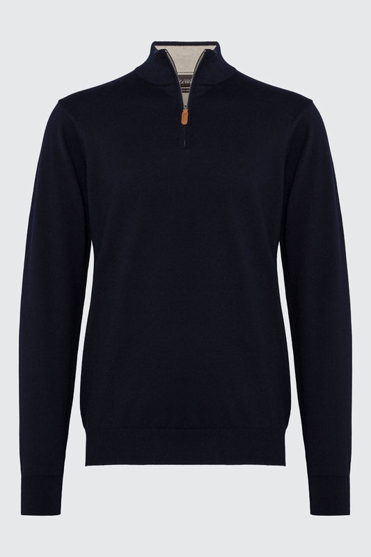 Bomull Merino Navy Zip