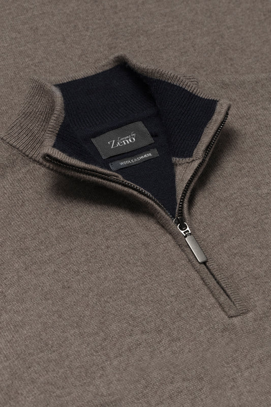 Kasjmir Genser Brun Halfzip