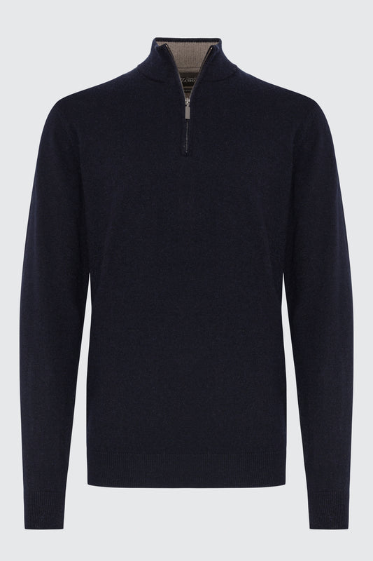 Kasjmir Genser Navy Halfzip