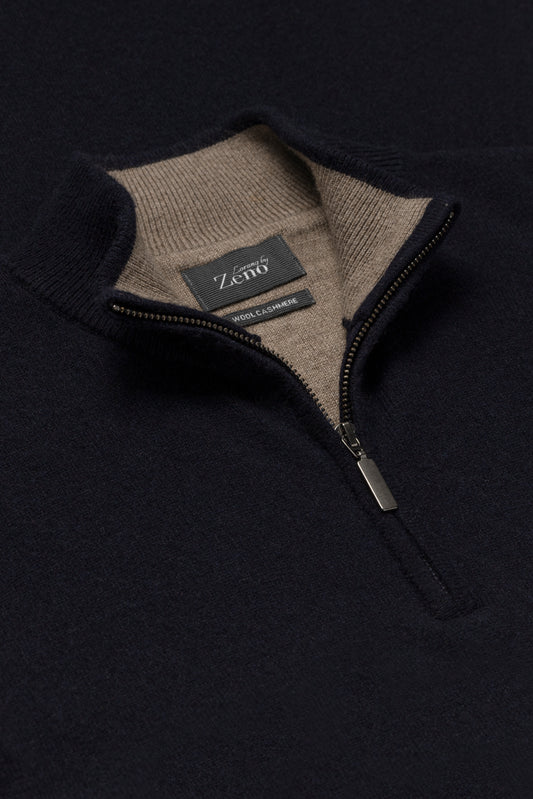 Kasjmir Genser Navy Halfzip