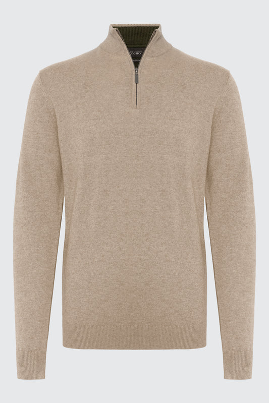 Kasjmir Genser Sand Halfzip