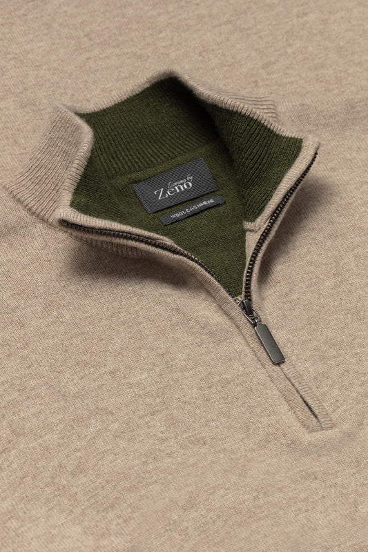 Kasjmir Genser Sand Halfzip